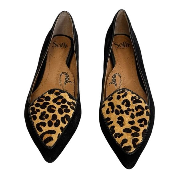 SOFFT | Varney Sturdy Black Leather Calf Hair Loafers Kitten Heel Dress Shoes 8 - Picture 3 of 10